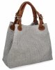 Modna Torebka Skórzana Shopper Bag 2269-J Jasno Szara